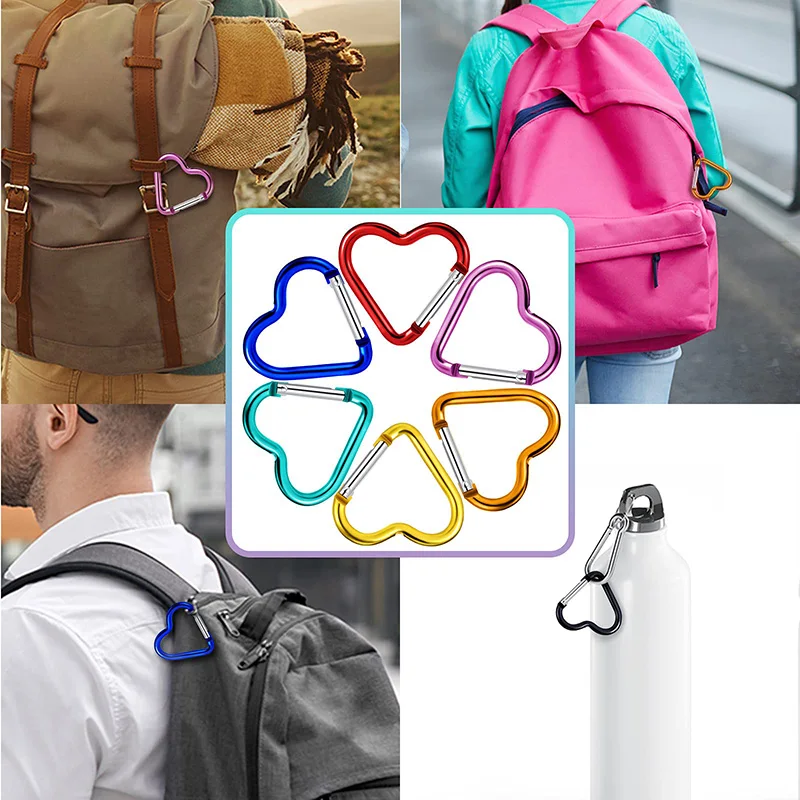 6Pcs Aluminium Legierung Karabiner Schlüsselbund Outdoor Camping Klettern Snap Clip Lock Schnalle Haken Angeln Zubehör Tragbare Werkzeuge TMZ – Detail 2