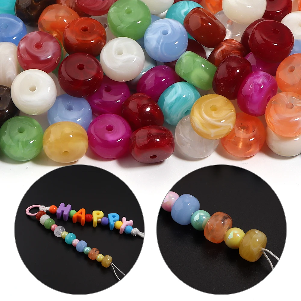 20pcs/lot Wheel Shape Acrylic Beads Colorful Loose Spacer Beads For Jewelry Making DIY Necklace Bracelet Keychain Accessories view 2