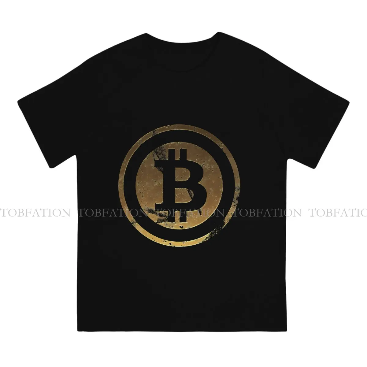 Vintage Bitcoin Cryptocurrency TShirt for Men Golden Soft Leisure Sweatshirts T Shirt Novelty New Design Fluffy