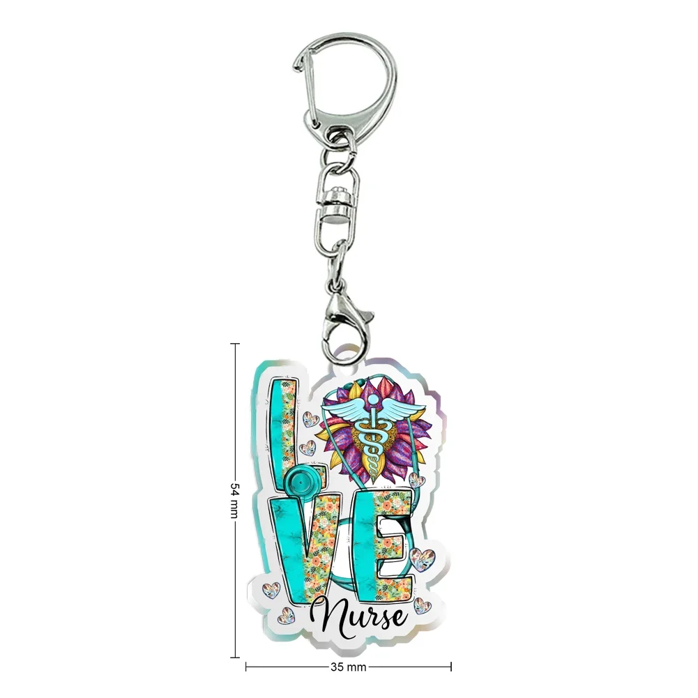 New Women Men Acrylic Nurse Theme Keychain Transparent Acrylic Trinket For Friends Pendants