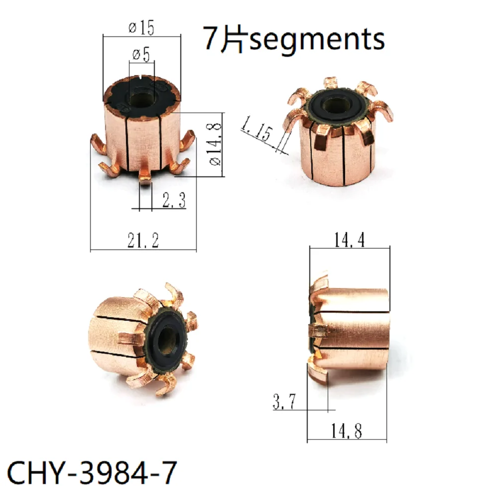 2 Pieces 15*5*14.8*7P Chy-3984-7 Suitable for Makita Dag404 Angle Grinder, Electric Wrench Motor Commutator, Reverser, Copper Head, Same Size, All Universal