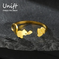 Unift Nuts Squirrel Rings for Women Kid Adjustable Stainless Steel Open Ring Fashion Lovely Animal Jewelry Finger Accessries New