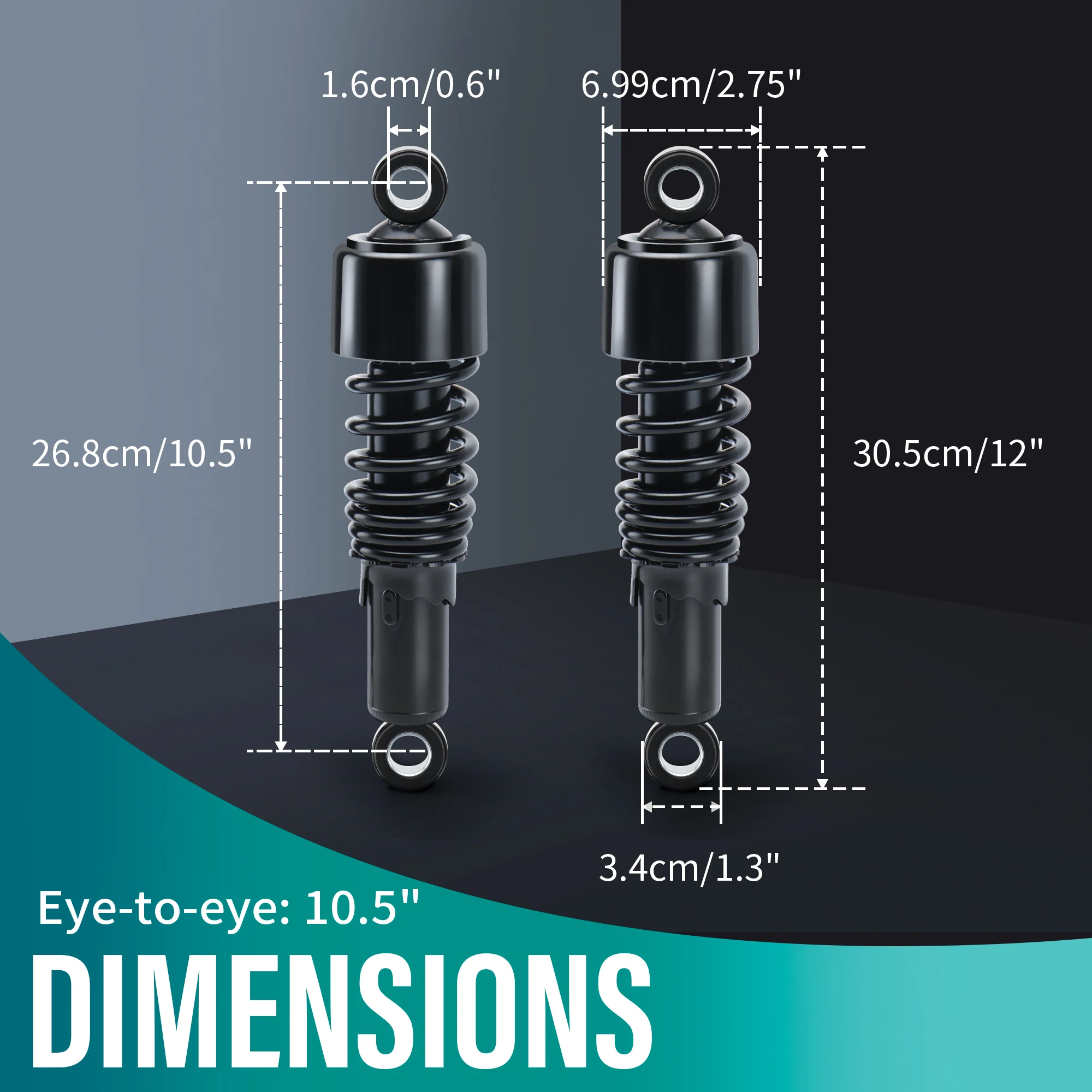 دراجة نارية 10.5 "/267 مللي متر خفض طقم تعليق الصدمات الخلفية لـ Harley 1980-Up Touring ، 1983-Up Sportster ، 1991-Up Dyna