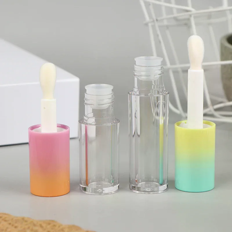 키체인이 있는 립 글레이즈 병 그라데이션 빈 립스틱 글로스 튜브 리필 가능한 액체 용기 병 립글로스 샘플 병