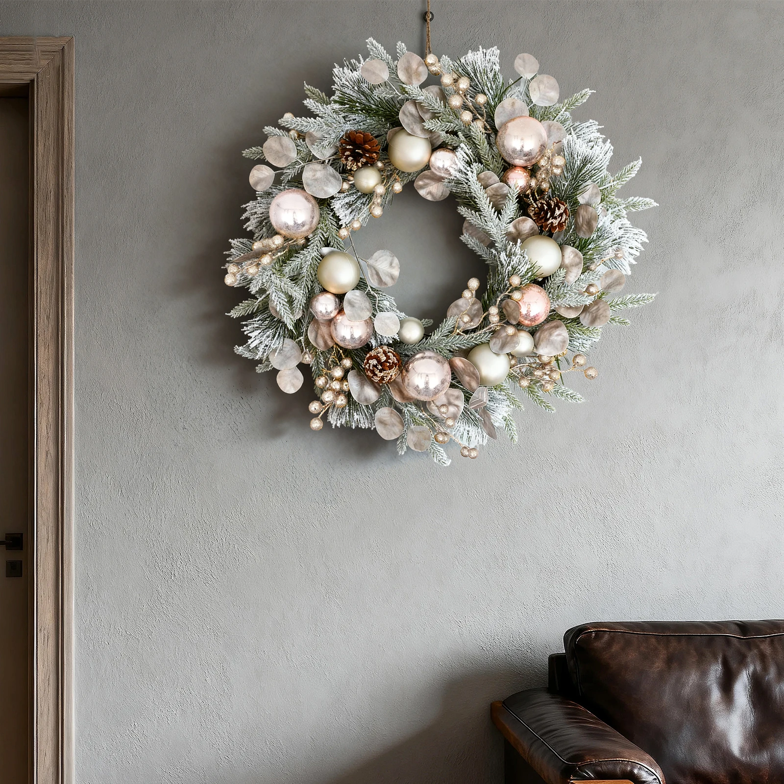 

Mixed Pine & Berry Christmas Wreath Elegant Shatterproof Decoration for Your Front Door