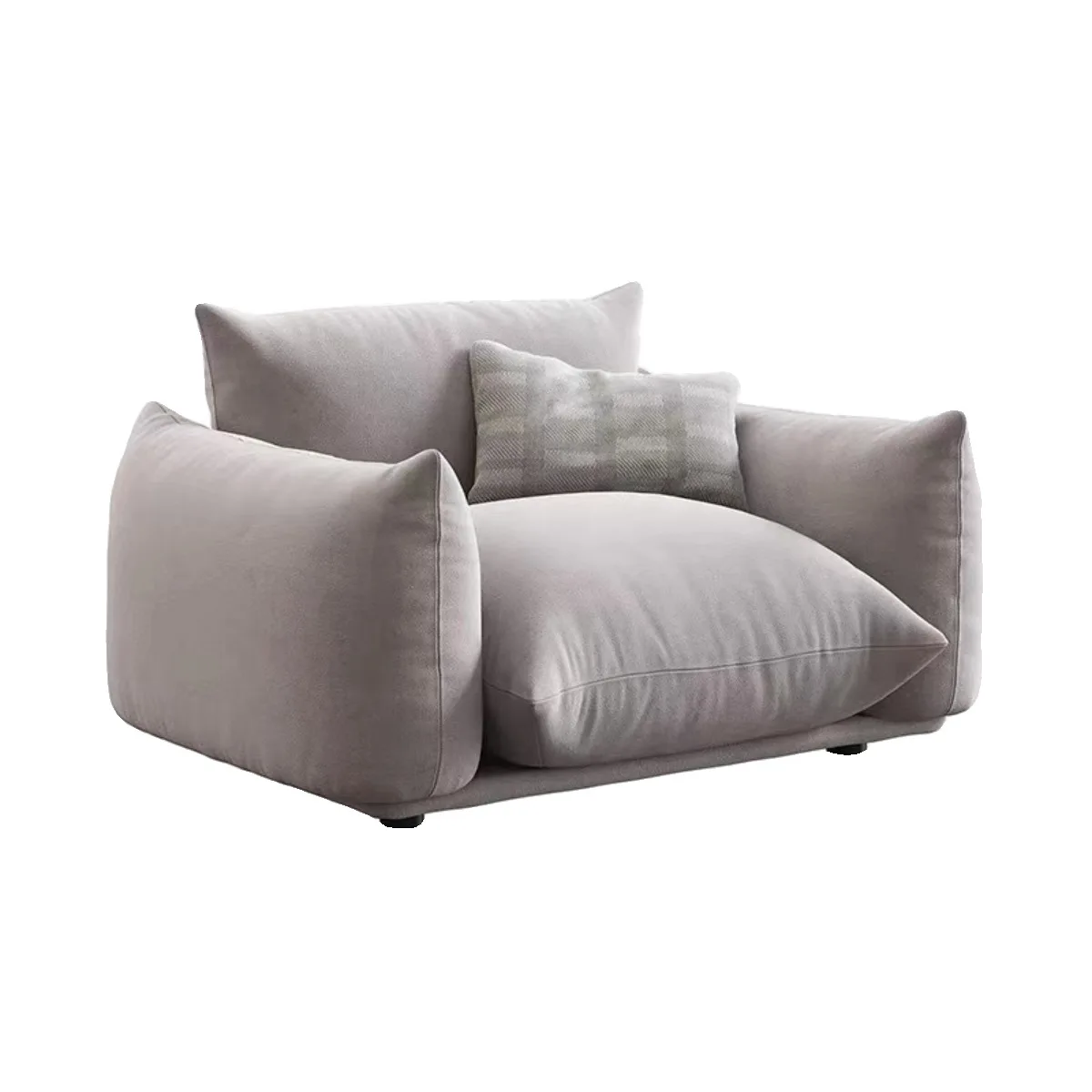 

Lazy sofa cream wind small apartment living room single straight row white lamb wool fabric sofa