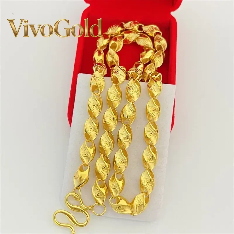 

VivoGold Роскошное и эффектное украшение из настоящего золота 9999 пробы 24K с узором Феникса и пшеничным колосом, модное ожерелье для мужчин и женщин.