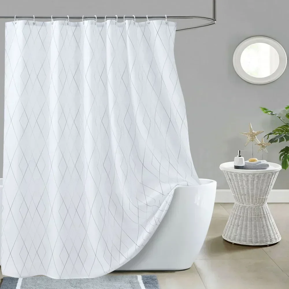 Simple Waterproof Shower Curtain Thickened Polyester Shower Curtain Fabric Bed Bathroom Curtain Straight