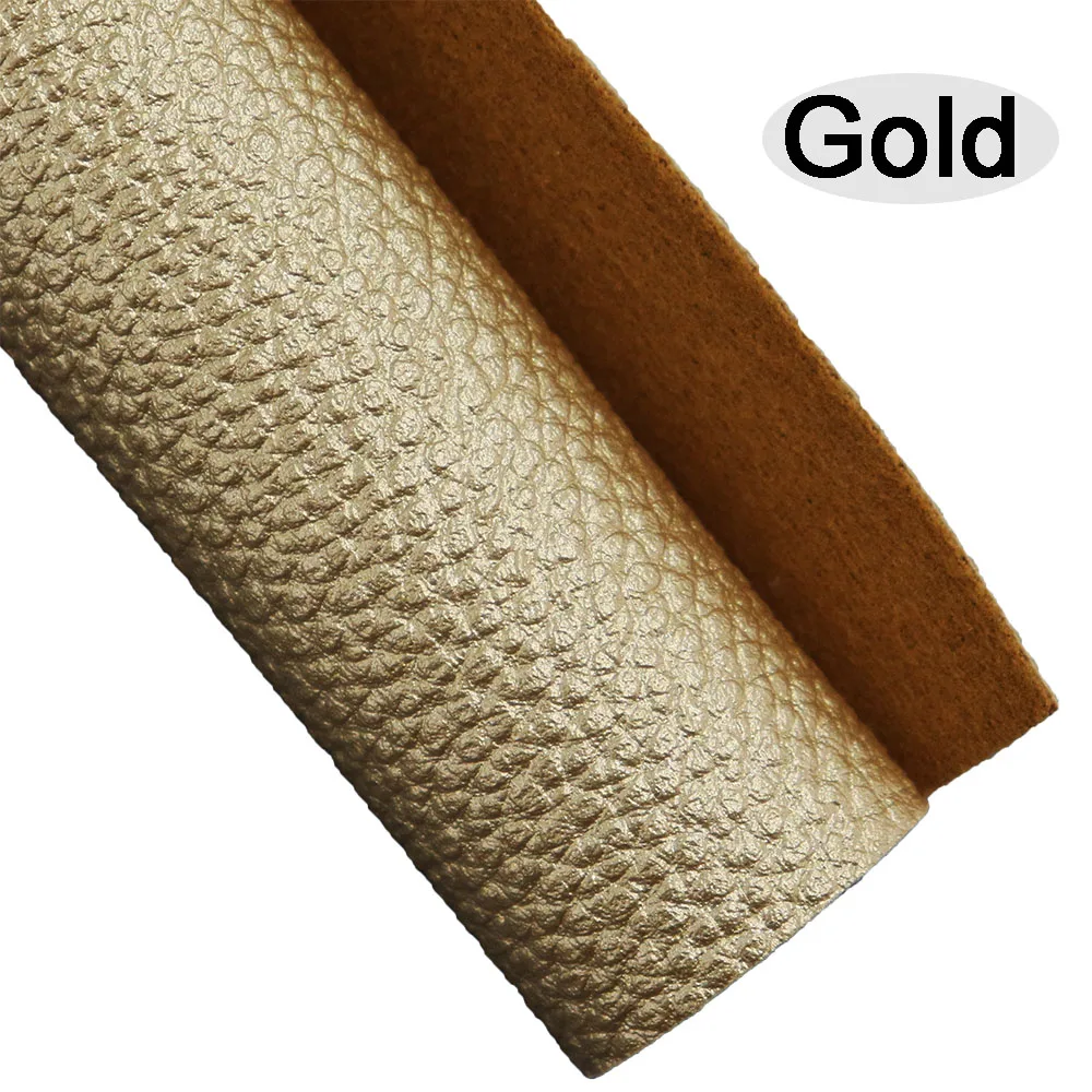 Plain Solid Gold Chunky Fine Glitter Fabric Lichee Textured Faux Soft Smooth Synthetic Leather For DIY Bows Earring HD017