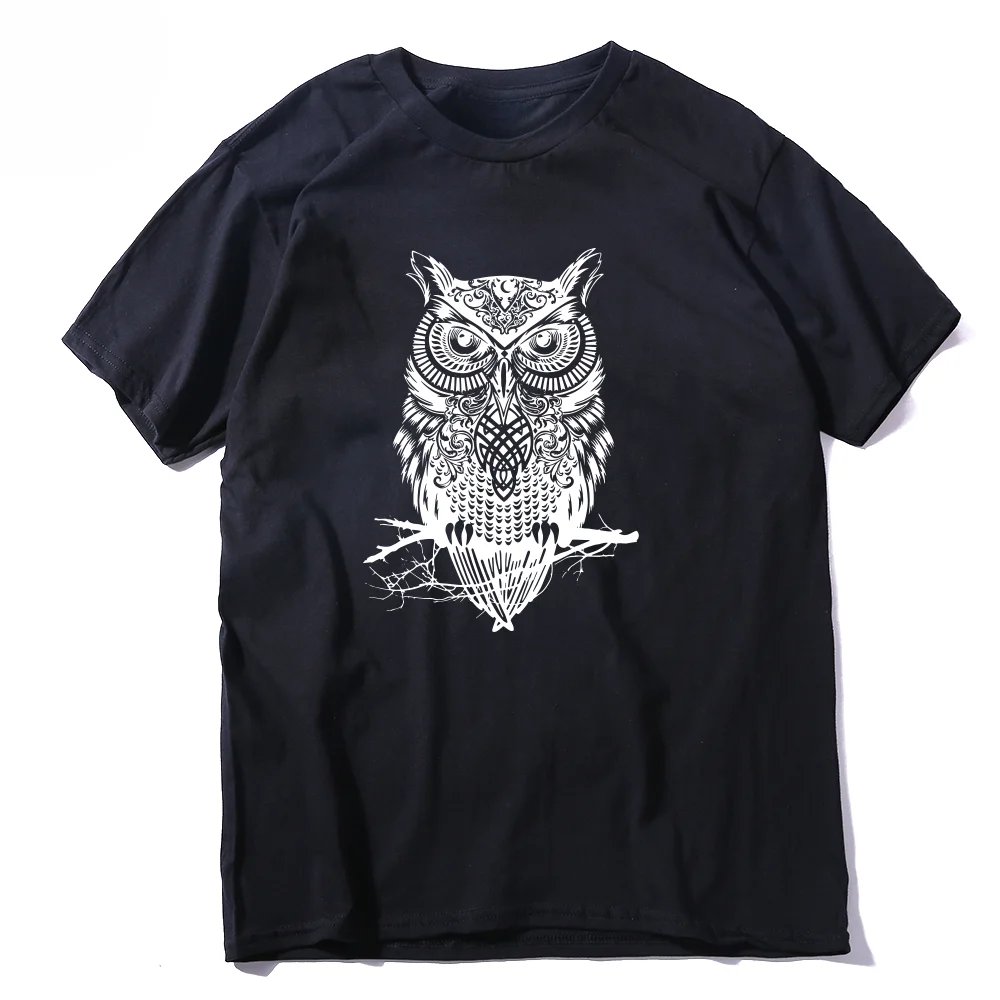 THE COOLMIND Top Quality Cotton Casual Short Sleeve Casual o-neck Loose OWL Printed Men T Shirt