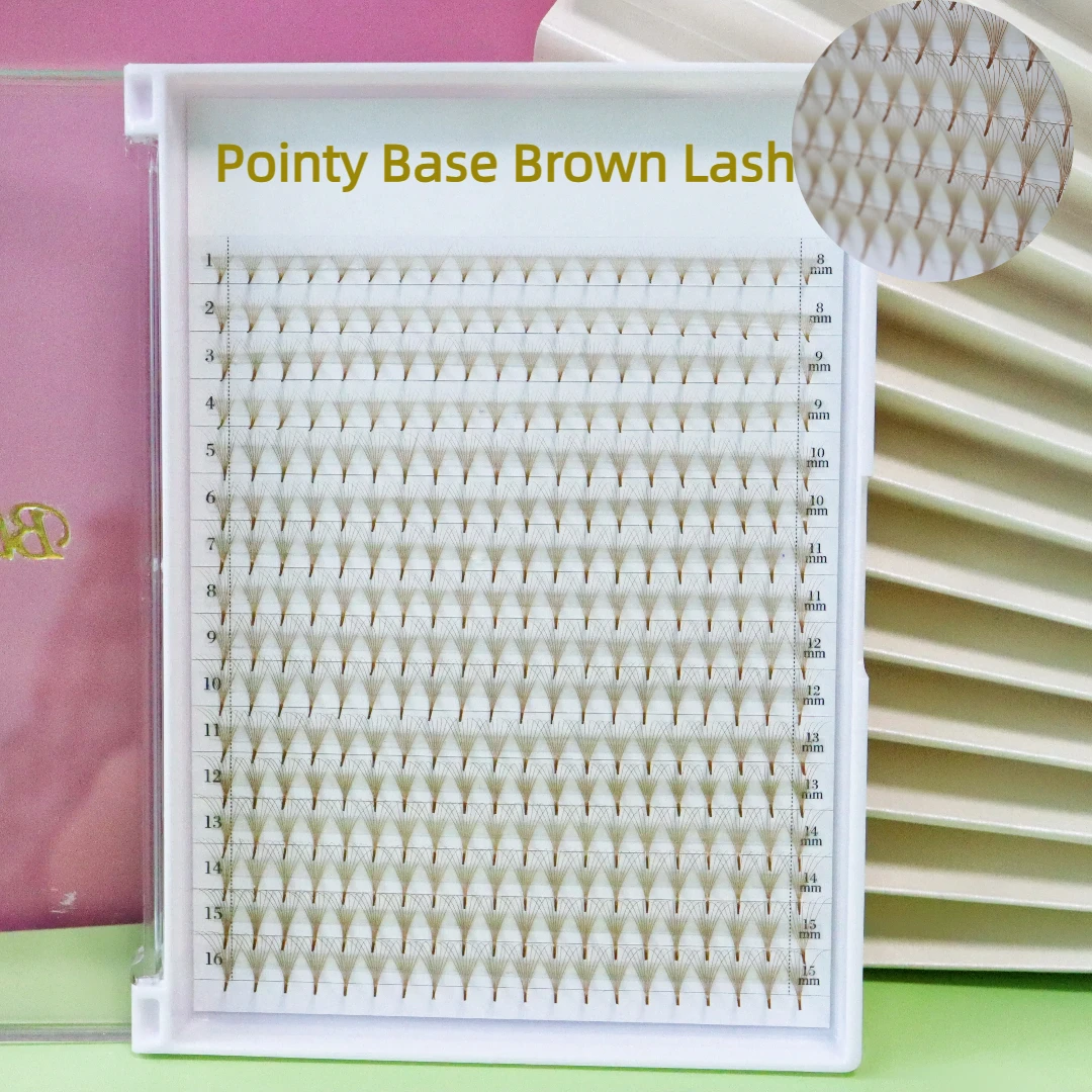 

Brown Eyelash Colored Premade Loose Fans 5D D Curl Thin Pointy Base Lash Extensions 8-15mm Mixed Russian Volume Lashes Eyelashes