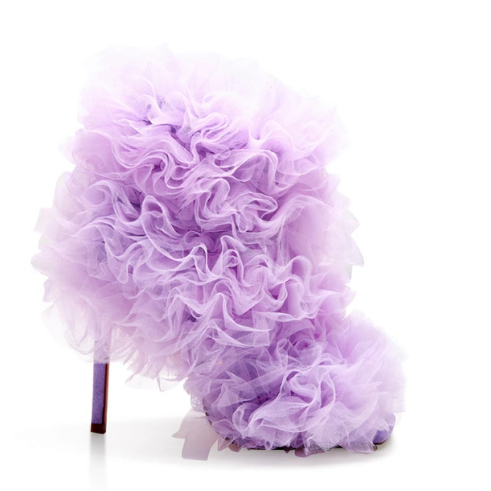 Sandal Sepatu Modis Hak Tinggi Hak Persegi Bunga Jaring Baru Wanita Zapatos Mujer