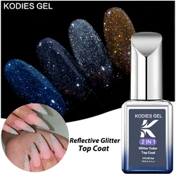 KODIES GEL Reflective Gel Polish Top Coat 2 IN 1 UV Glitter Sparkle Reflecting Gel Varnish Semi Permanent Manicure for Nails Art