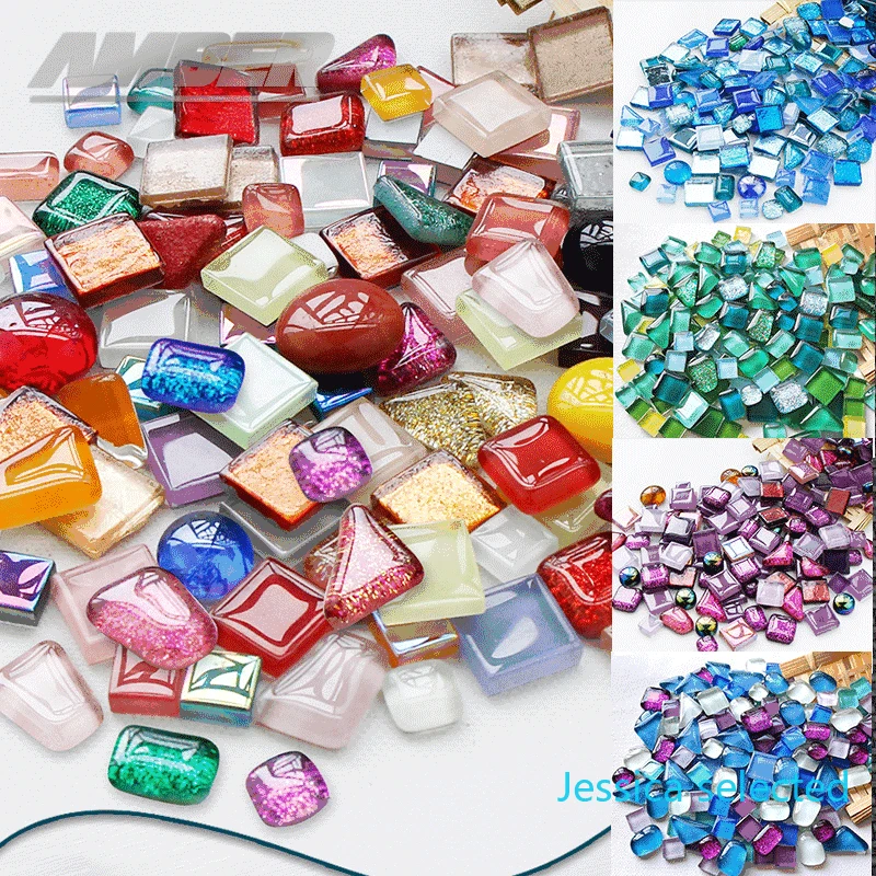 100g Diy Mix Color Glitter Glass Mosaic Stones Mosaic Tiles Glass Pebbles Crafts Material Puzzle For Diy Mosaic Making  arte