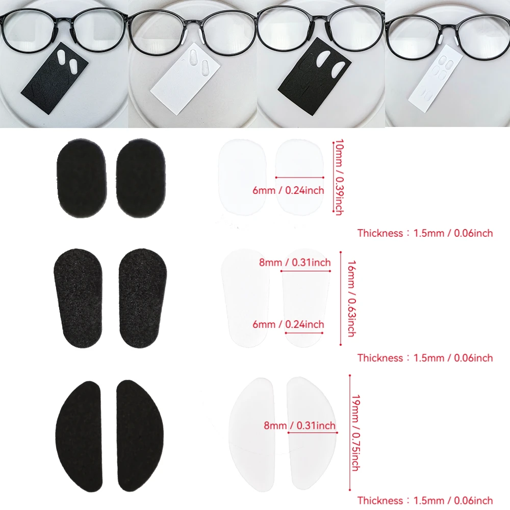 EVA Foam Glasses Nose Pads - 24 Pairs, Non-Slip, Hypoallergenic, Ultra Soft & Light, Black & White, Anti-Drop Blocks