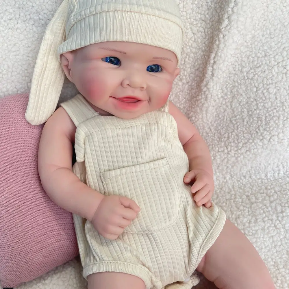 リアルな 19 インチシリコンリボーン女の赤ちゃん青い目 100% ソフトボディ加重洗えるフロッピー新生児人形抗ストレス子供のおもちゃ
