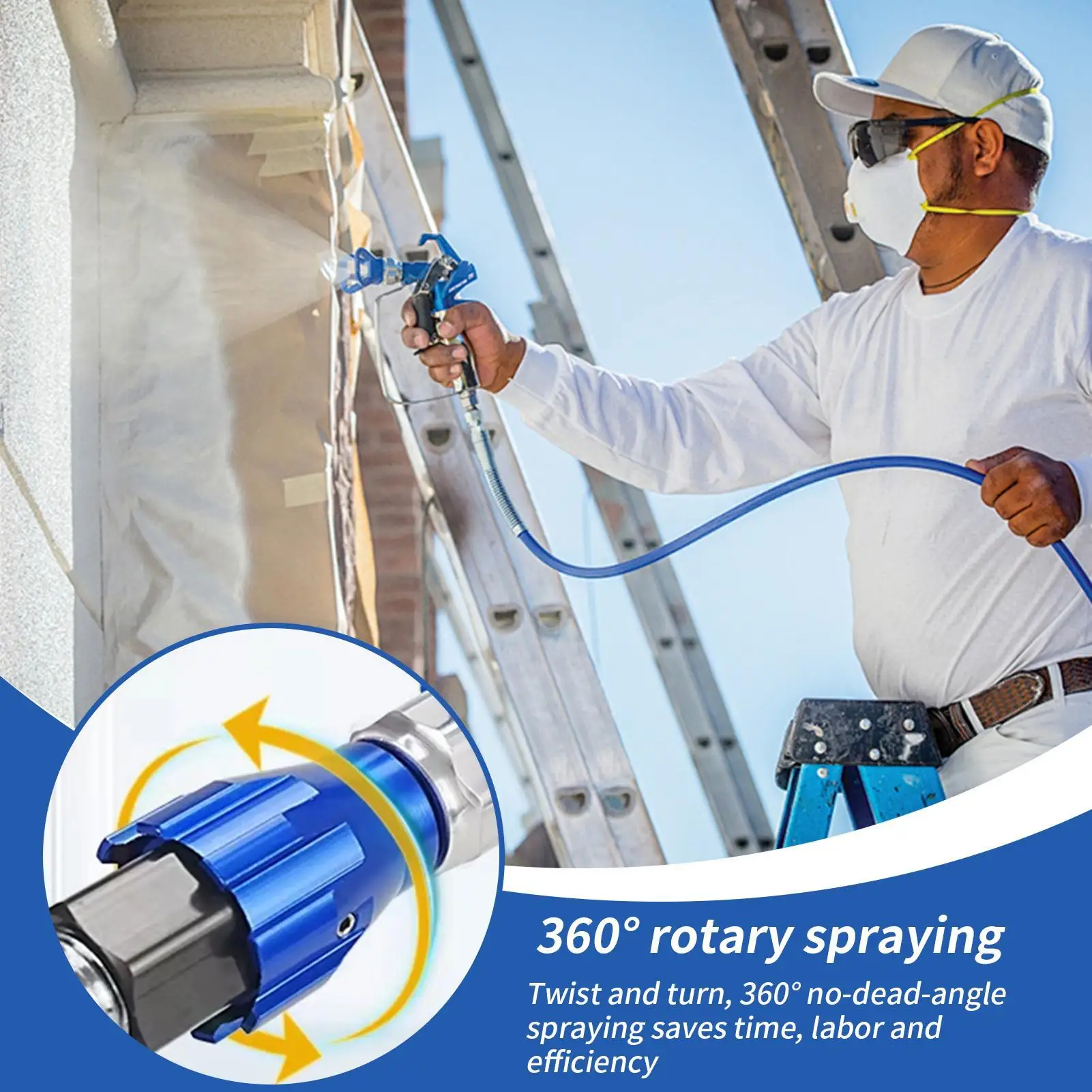 

Airless Paint Sprayer Joint Swivel Connector Tips 360 Degree Rotation Replacement Part For House Furniture Ceilings Industrial