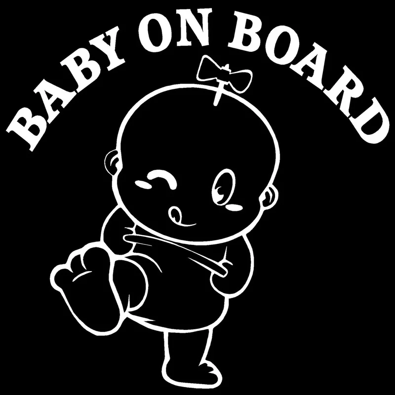 Car Stickers BABY ON BOARD (gir) PVC Car Stickers Cute Window Decoration Decals Waterproof Sunscreen Black/white,15cm*15cm