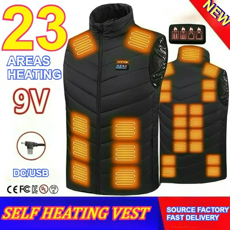 

19/23 Areas Heated Vest Men Jacket Heated Winter Womens Electric USB Heater Thermal Jacket Man Self Heating Body Warmer Coats