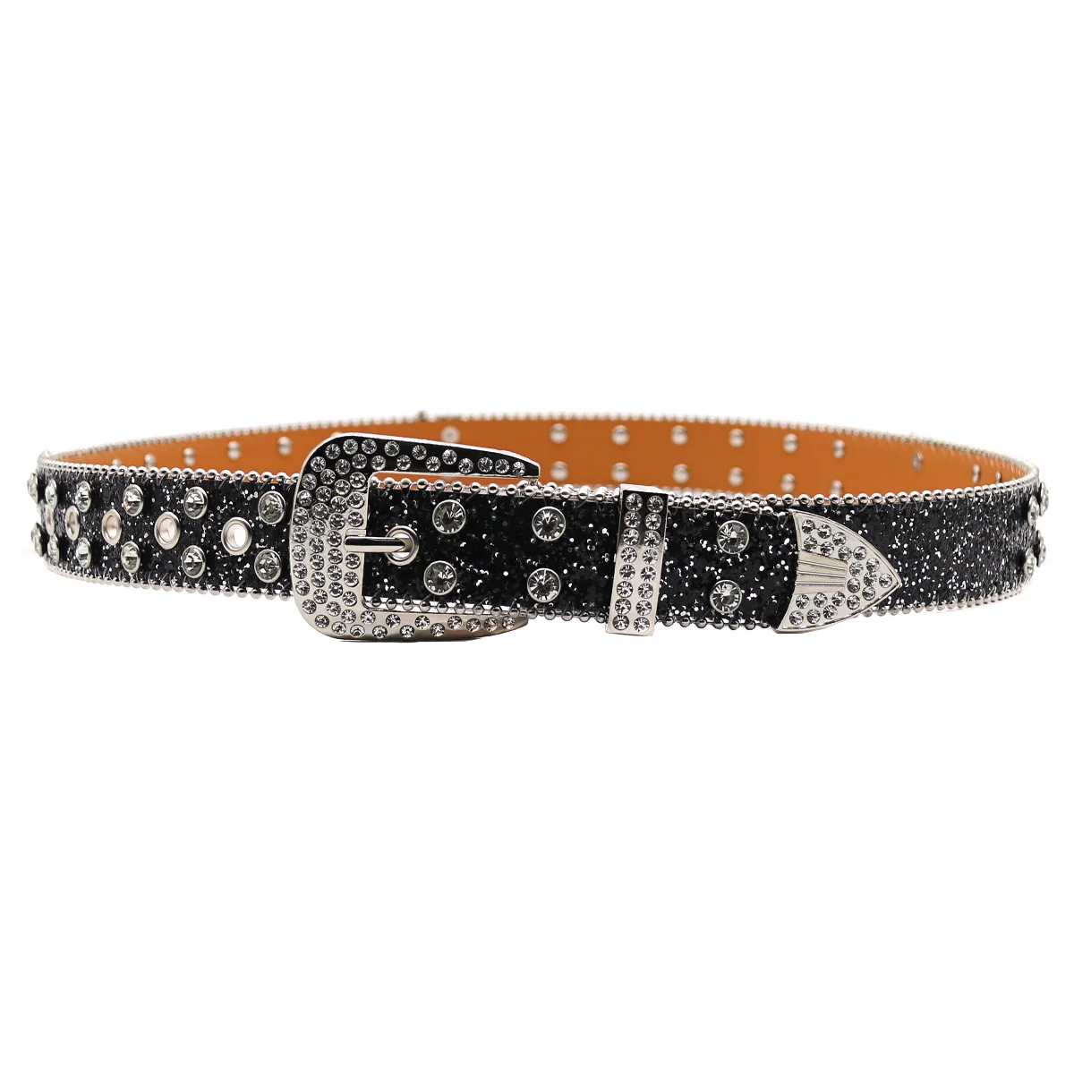 Women\'s Brand Luxury Sequin Punk Metal Buckle Belt Y2k Bling Skull Rhinestone Belt  Fashion Waistband Jeans Pants Decor Belt