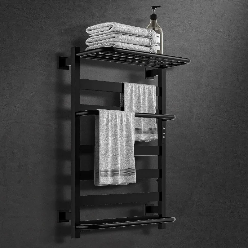 1-8 Hours Electric Towel Rack Temperature & Time Control Bathroom Shelf Stainless Steel Towel Rail Heated Smart Towels Warmer