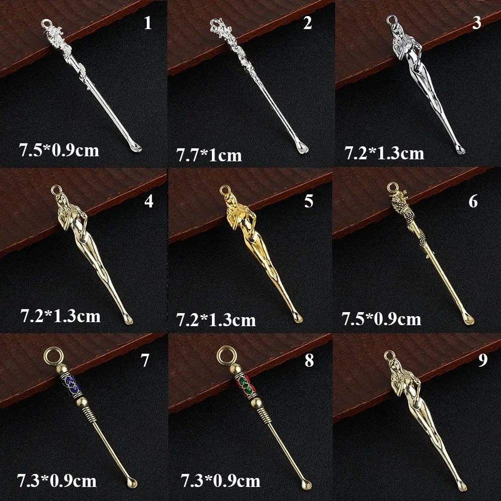 Chic Ear Spoons Retro Brass Carving Dragon Ear Pick Ear Cleaning Tool Ear Pick Ear Wax Remover Curette Cleaner Keychain Pendants