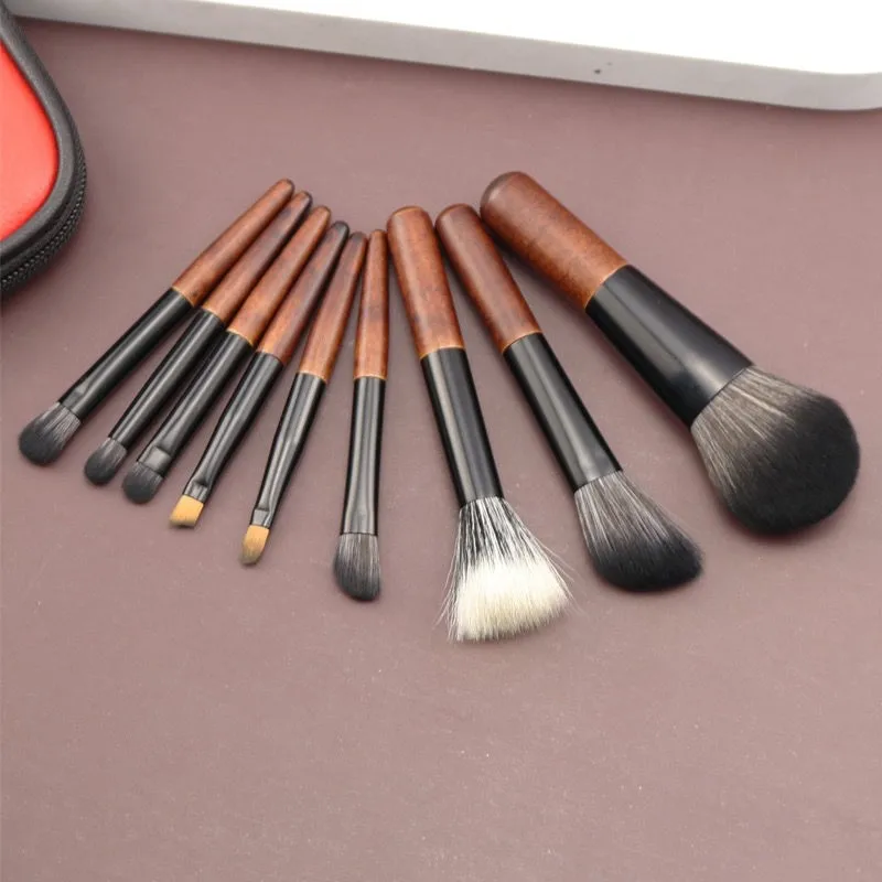 9pcs Protable Makeup Brushes Set MiniCosmetic Brush Powder Foundation Blush Blooming Eyebrow Eyeshadow Blending Brush Kit brushe