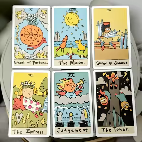 12*7cm - The Really Badly Drawn Tarot Deck In Rigid Box 78 Pcs Funny Tarot Cards Printed on 350GSM Double-embossed Cardstock