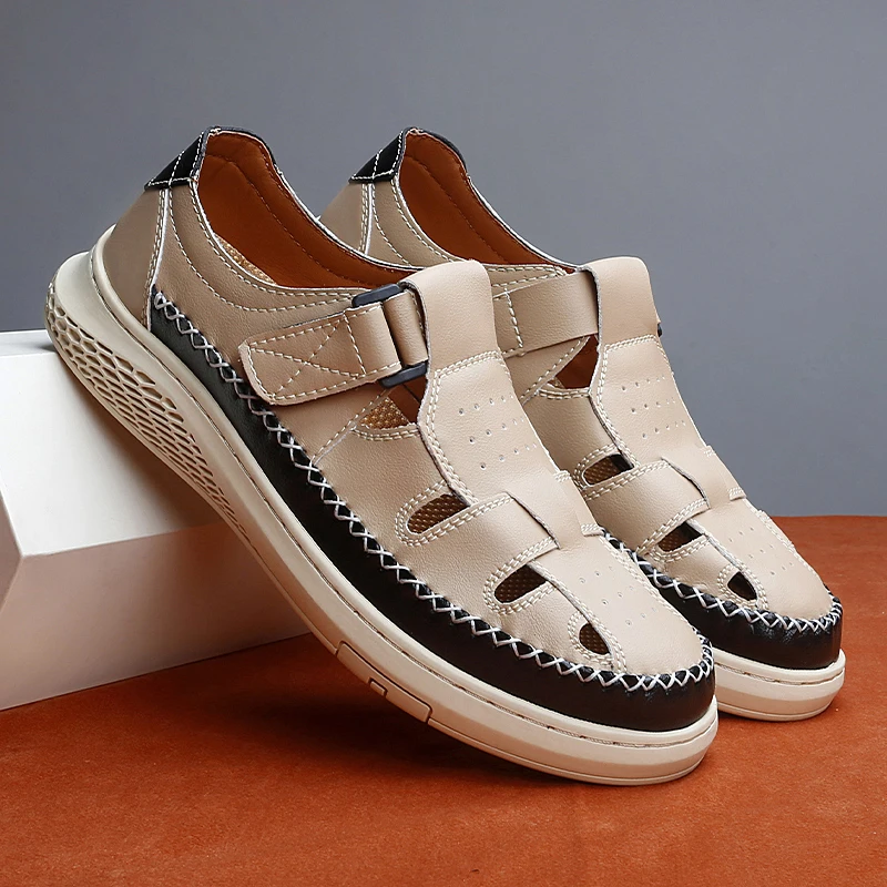 

2026 New Summer Men's Outdoor Casual Beach Shoes Fashionable Trendy Brand Thick Bottom Handmade Comfortable Slippers Sandals