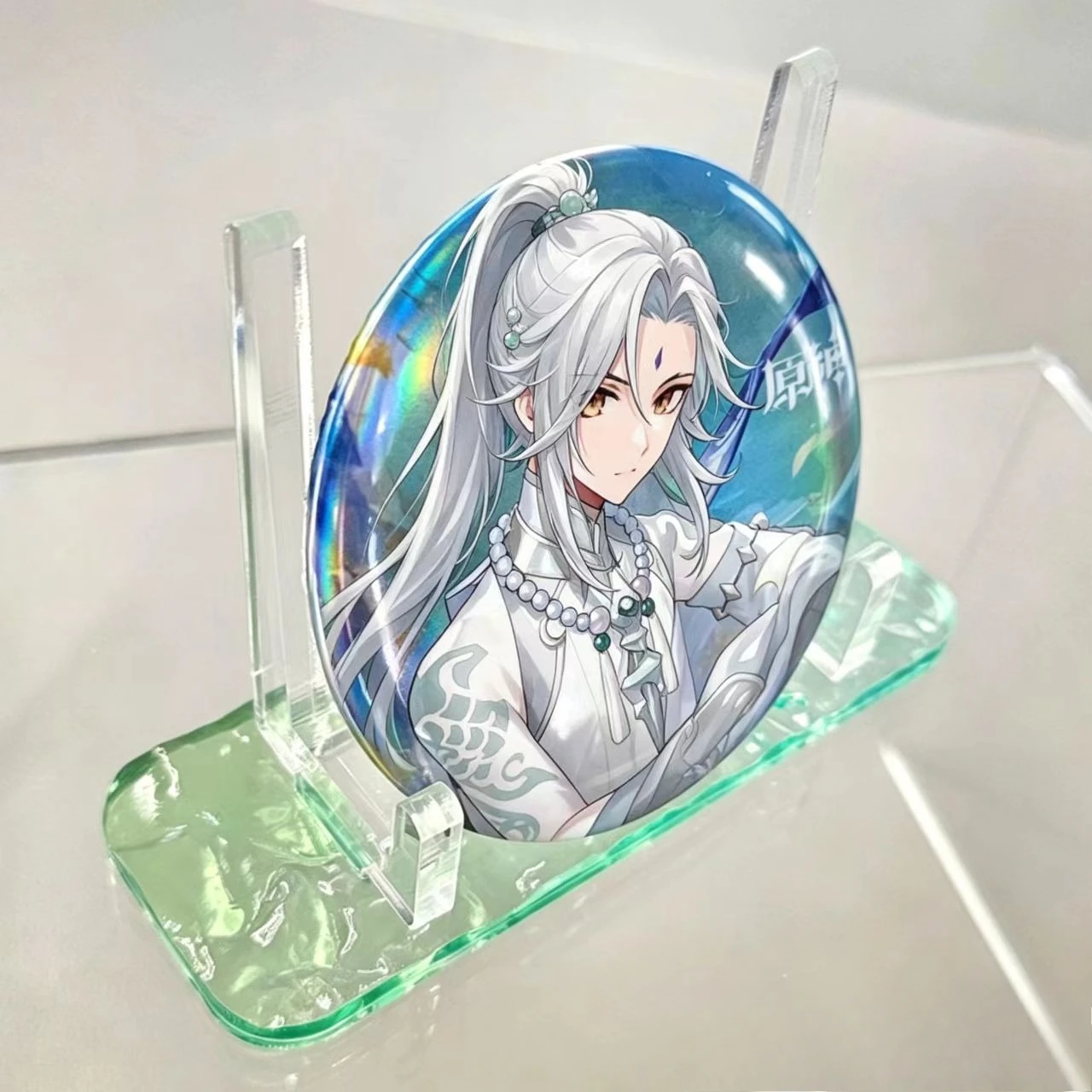 Water Ripple Acrylic Badge Stand Luxury Photo Frame Card Brick Display Holder Anime Goods Decor Base