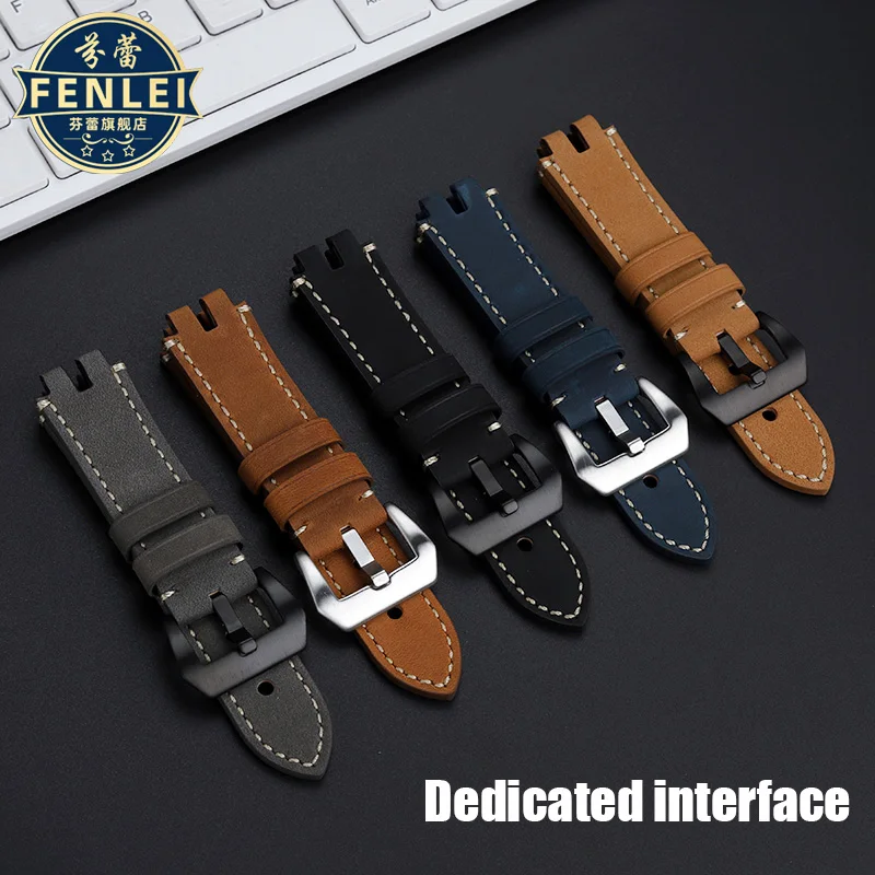 카시오 PROTREK 정품 가죽 시계 밴드 PRG-300/PRW-6000/6100/3000/3100 마운틴 수정 남성용 소가죽 스트랩 24MM 팔찌