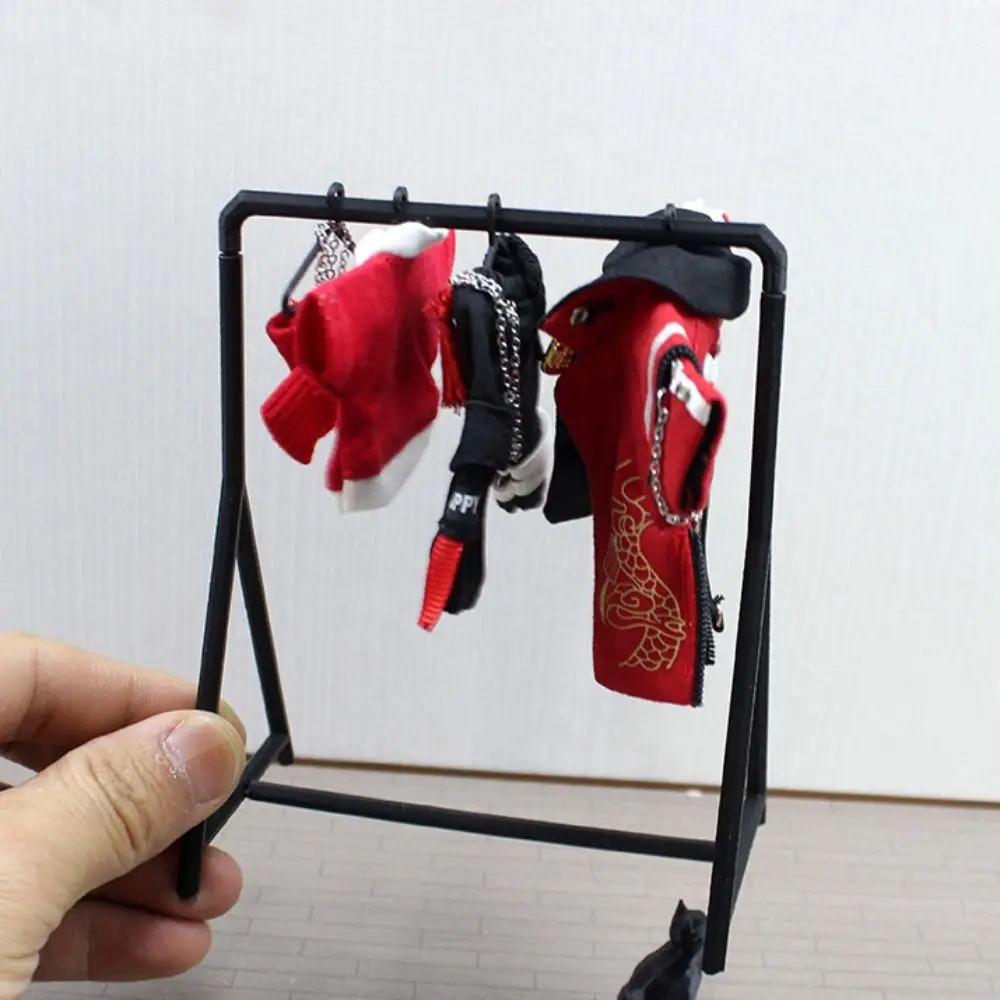 1/12 Weegschaal Pop Kledingrek Kleding Organizer Oorbellen Sieraden Miniatuur Hangers Garderobe Stand Poppenhuis Kledingrek