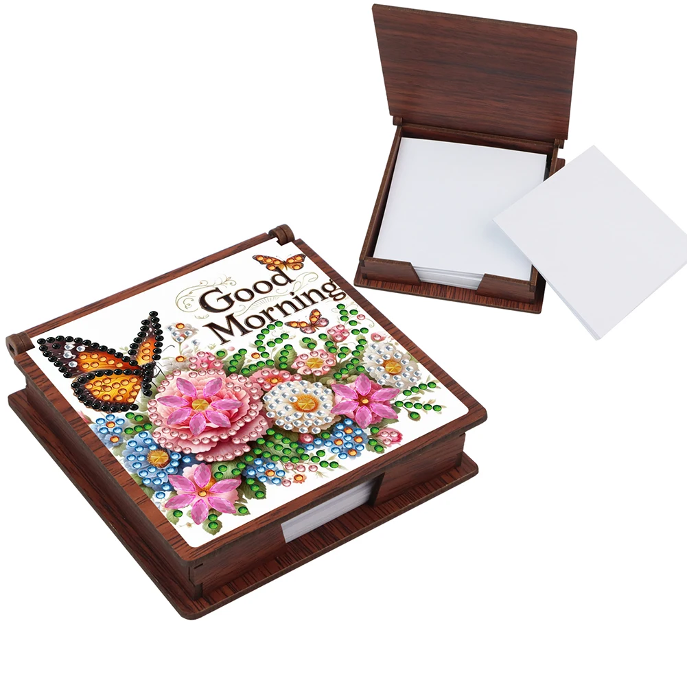 

Wooden 5D Diamond Painting Kit Note Box Diamond Art Notepad Box for Home Office School Supplies Holiday Gifts