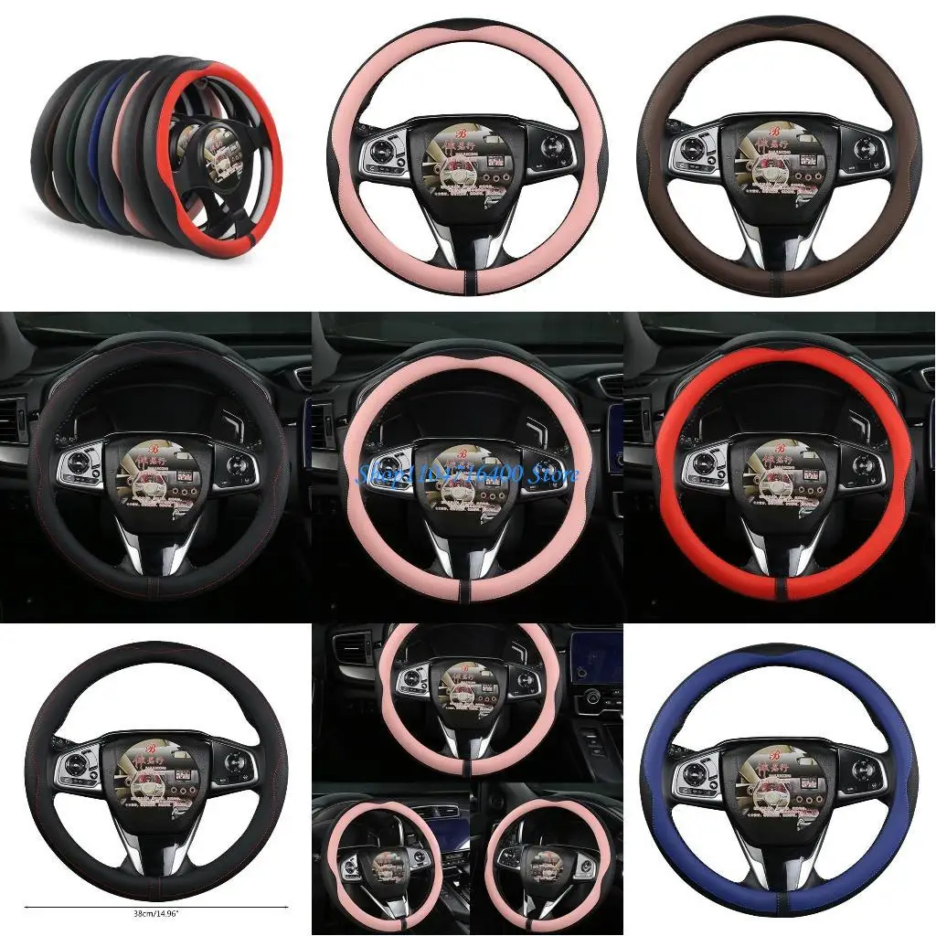 

y1gd Stylish Steering Wheel for Protection Cover PU Leather Easy Installation 15inch