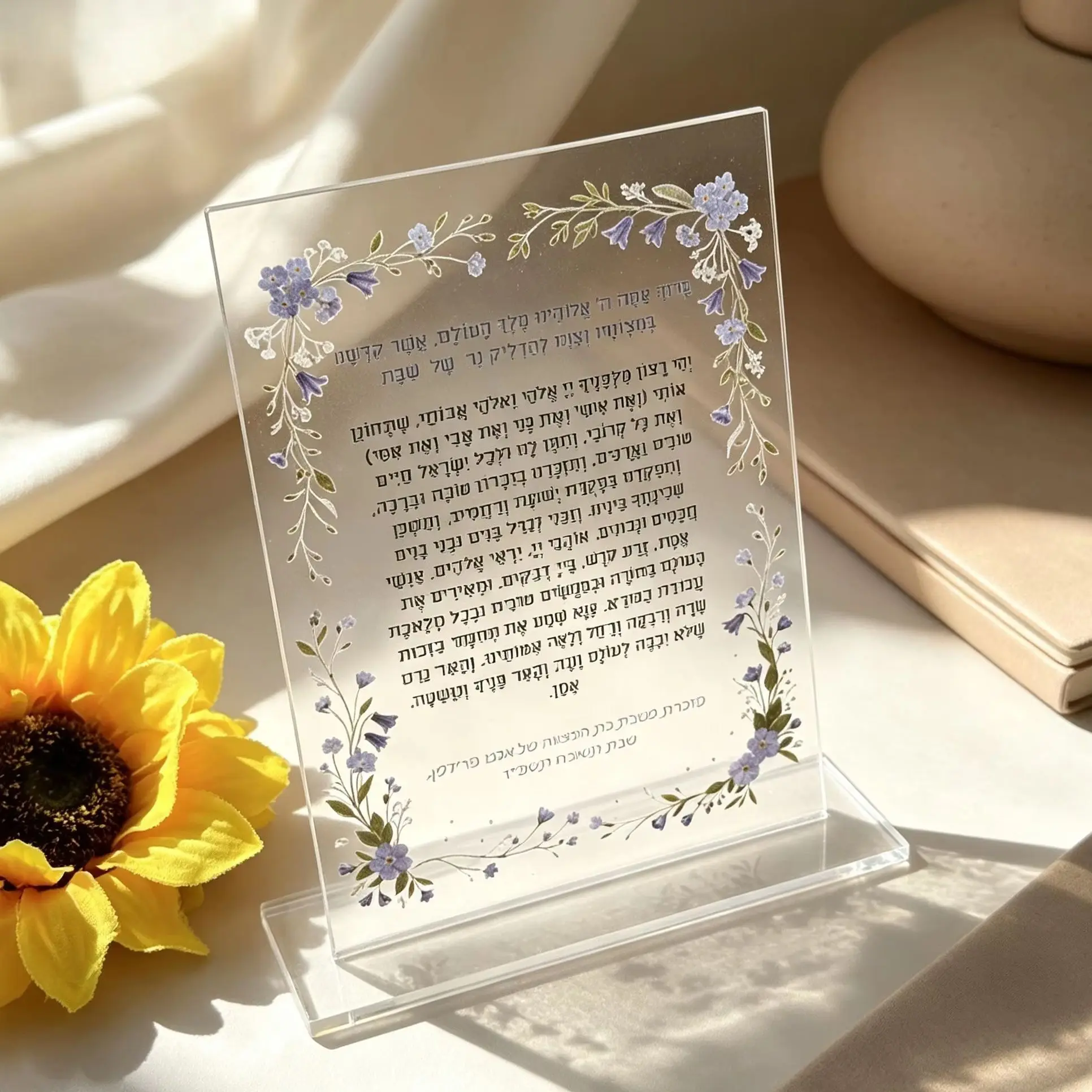 Cartes en acrylique personnalisées avec bénédiction hébraïque, 10 pièces, invitations de prière juive personnalisées pour mariage et Bar Mitzvah, décorations pour fêtes
