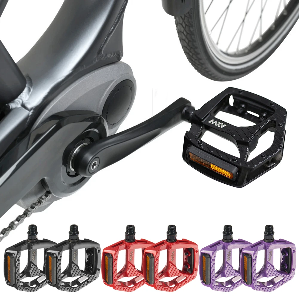 Bicycle Pedals Aluminum Alloy MTB Platform Footrest Flat Mountain Bike Paddle with Reflectors Lightweight Cycling Footboards