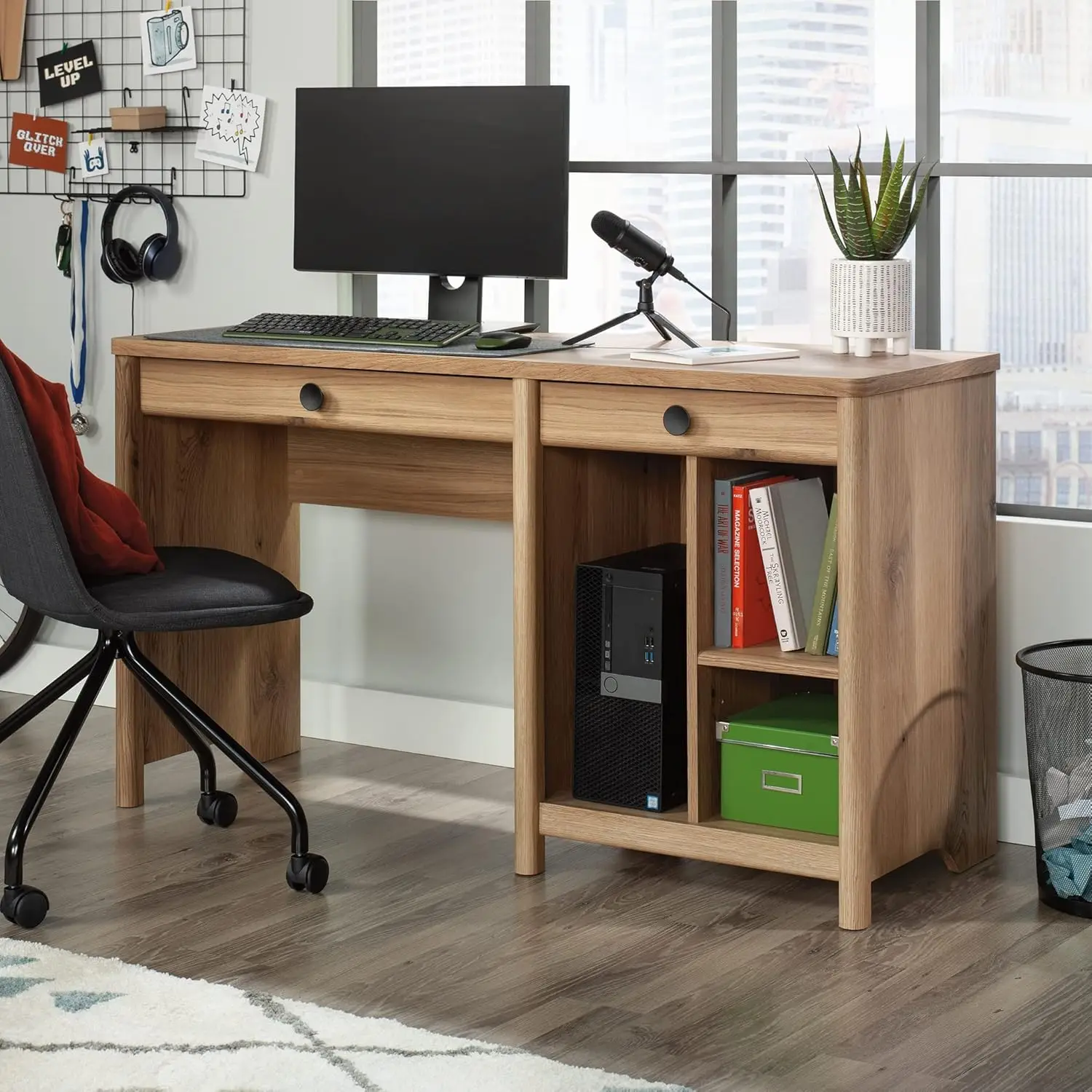 Dover Edge Home Office Computer Desk, Timber Oak