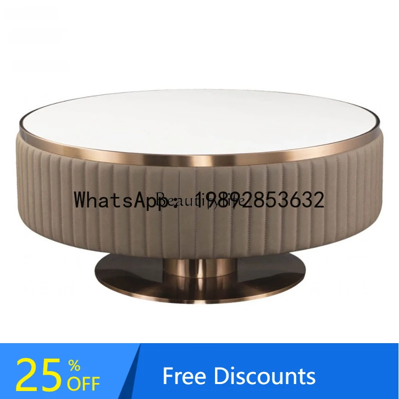 

HH -Italian simple stainless steel round coffee table