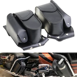 Motorcycle Left Right Crash Bar Saddlebag /Guard Bag/ Water Bottle Holder For Harley Touring Road King Street Glide 1993-later