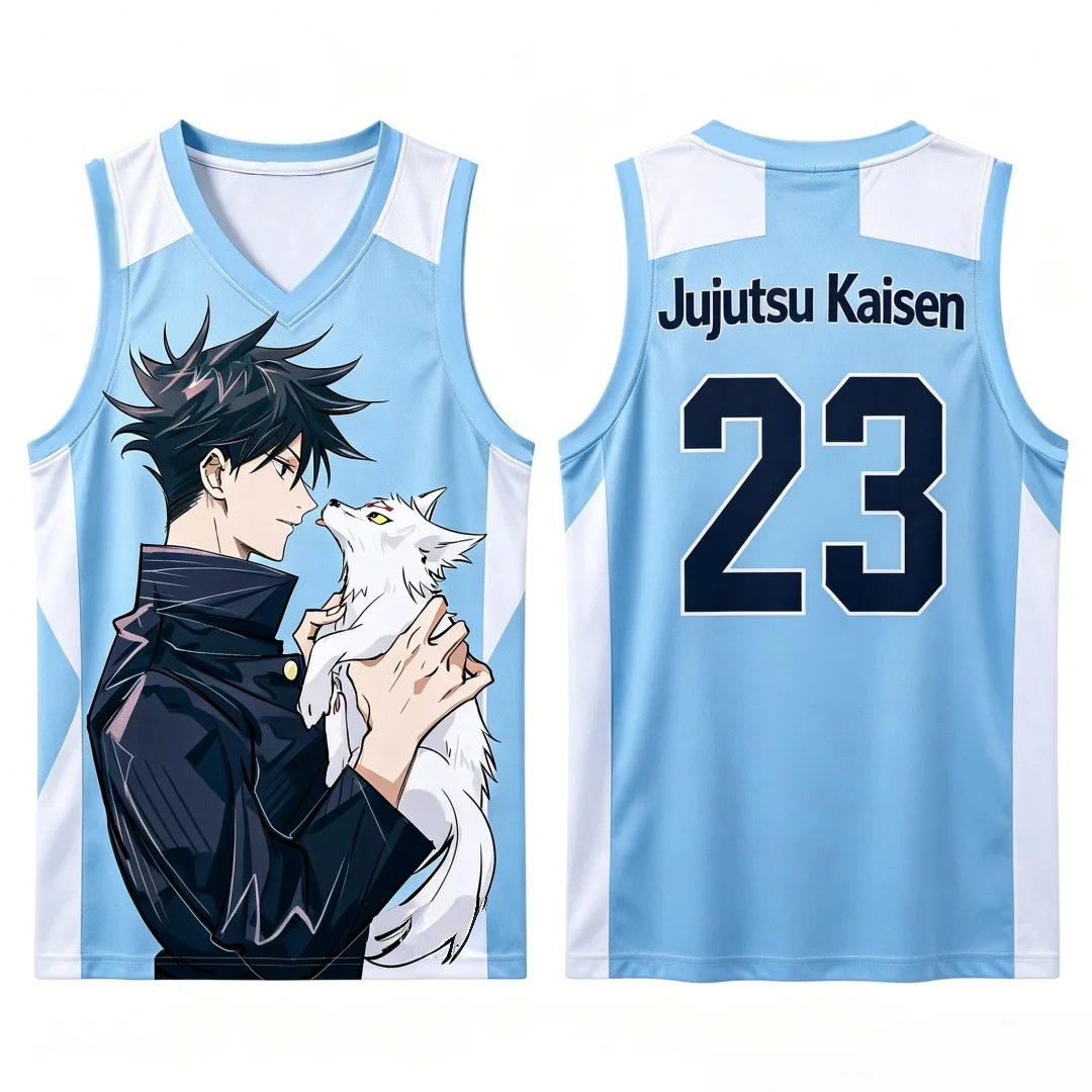 Camiseta sin Mangas de Baloncesto Jujutsu Kaisen Fushiguro Megumi para Hombre y Mujer, Número 23 24, Chaleco Deportivo de Anime, Camisetas para Niños