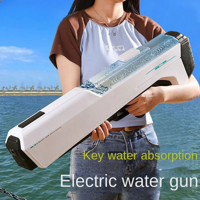 Large Electric Gun Laser Water Night Water Gun Powerful Squirt Automatic Water Suction Water Blasters Summer Outdoor Beach Toy