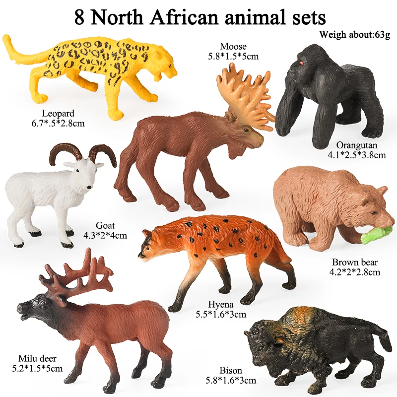 Oenux Mini African Wild Animals Model Set Fox Hedgehog Armadillo