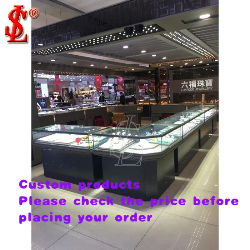 custom.Luxury Metal Stainless Steel Jewelry Kiosk Interior Design Jewelry Display Cabinet Lockable Glass Jewelry Cases showcase