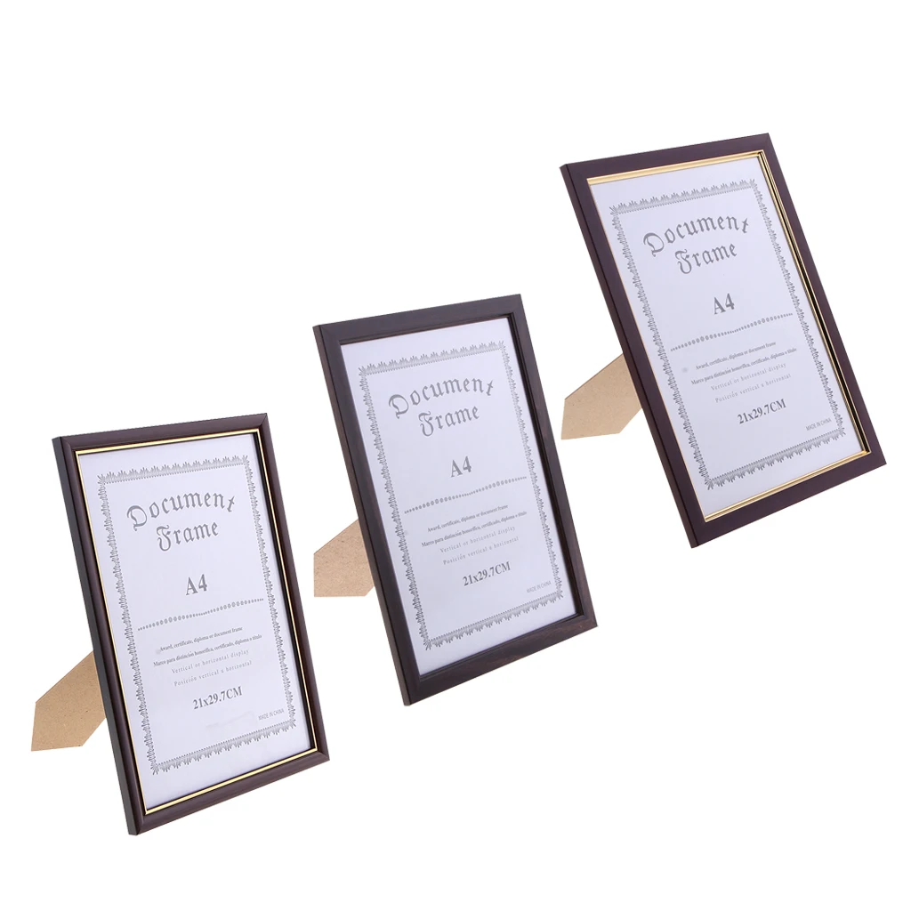 A4 Size Wooden Diploma Certificate Photo Artwork Picture Frame Poster Wall Decor Frame for Tabletop Desktop