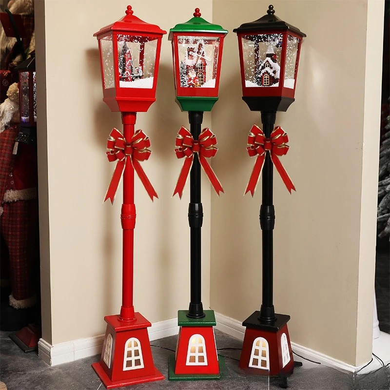 Christmas music snow street lamp ornament old man snowman deer hotel mall holiday decorations