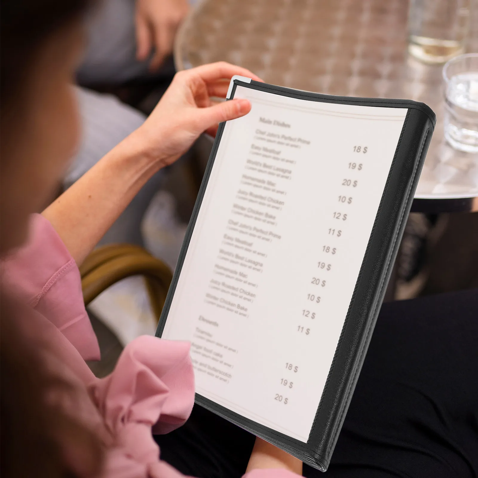 

Transparent PVC Recipe Book Menu Binder 10 Pages 20 Sides Restaurant Bar Cafe Price List Folder Durable Clear Menu Protector