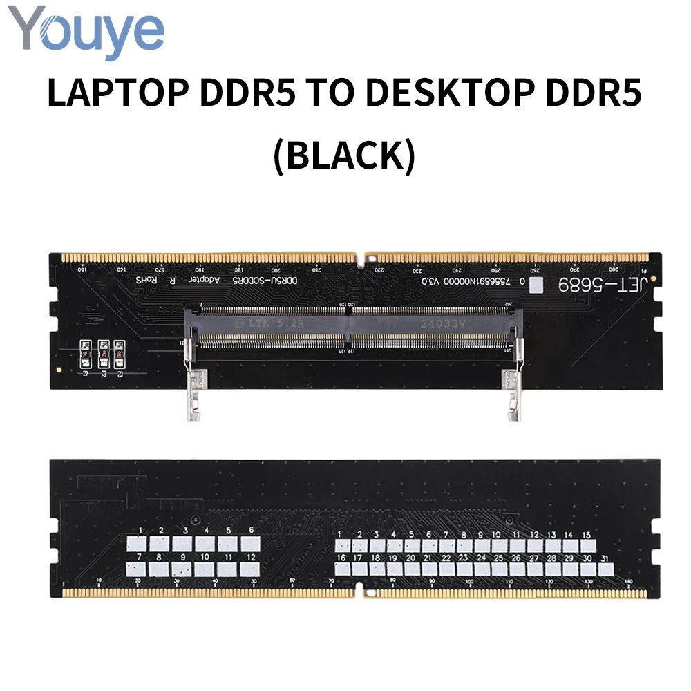 DDR3 DDR4 DDR5 Laptop to Desktop Memory Adapter Card Memory RAM Adapter DIMM Card SO-DIMM To PC Computer Converter Power Supply