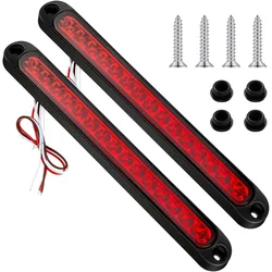 2 PCS 10 Inch 15 LED Trailer Tail Light Bar Stop Turn Assembly Third Brake Strip 12 to 24-volt Identification Light fo