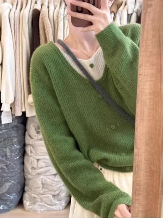 

Ladies een Knitted V-Ne Sweater Soft Cozy Autumn Winter Top Trendy Lazy Sle Long Sve Color Faionable irt