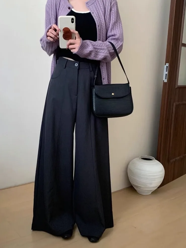 High Waist Wide Leg Casual Suit Pants Women's Draped Loose Style Autumn Fashion Korean Version Girls' Online Exclusive